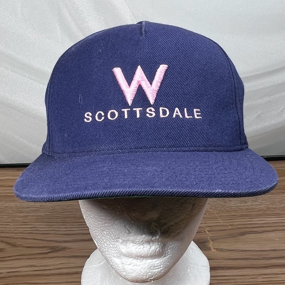 VTG Yupoong Men Snapback Hat Wool Blend Blue Scottsdale OSFA Preppy Arizona Cap‎